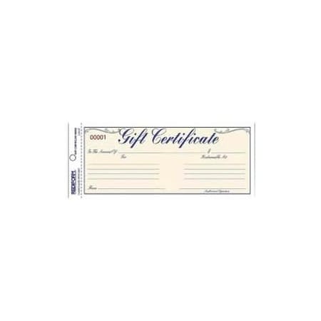 Rediform Rediform  Gift Certificates with Envelopes, 2-Part, Carbonless, Blue, 8-1/2" x 3-5/8", 25/Pack 98002